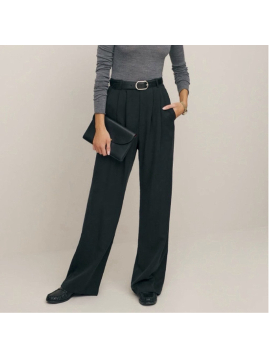 Reformation Pants - Reformation Mason Pant Black Pleated Wide Leg High Rise Trousers Size 2 EUC